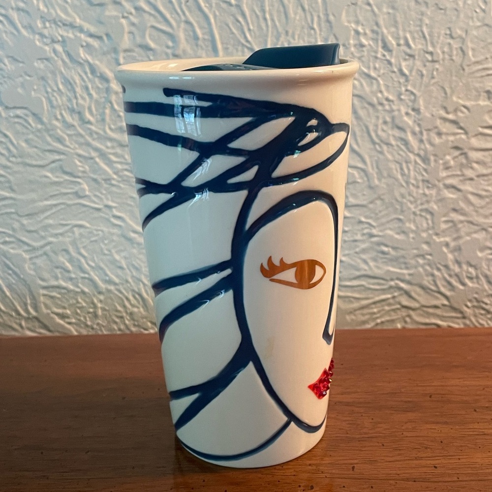 Rare Starbucks 2016 Siren Mermaid Swarovski Crystal Lips Mug Cup Tumbler 10fl oz - Picture 4 of 10